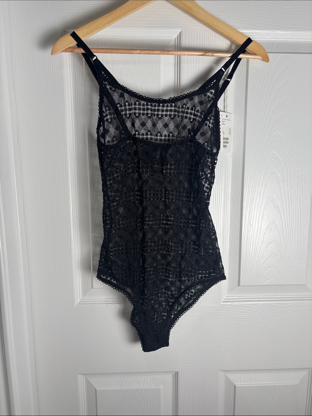 NWT & Other Stories Black Lace Camisole Bodysuit Sheer Soft Lingerie Size 10
